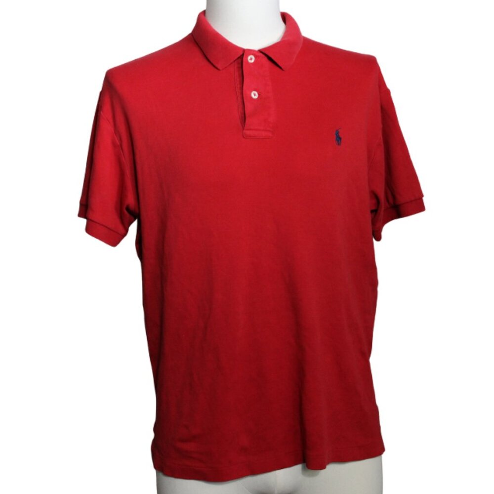 RALPH LAUREN POLO SZ M Signature Pony Logo Polo Shirt in Red